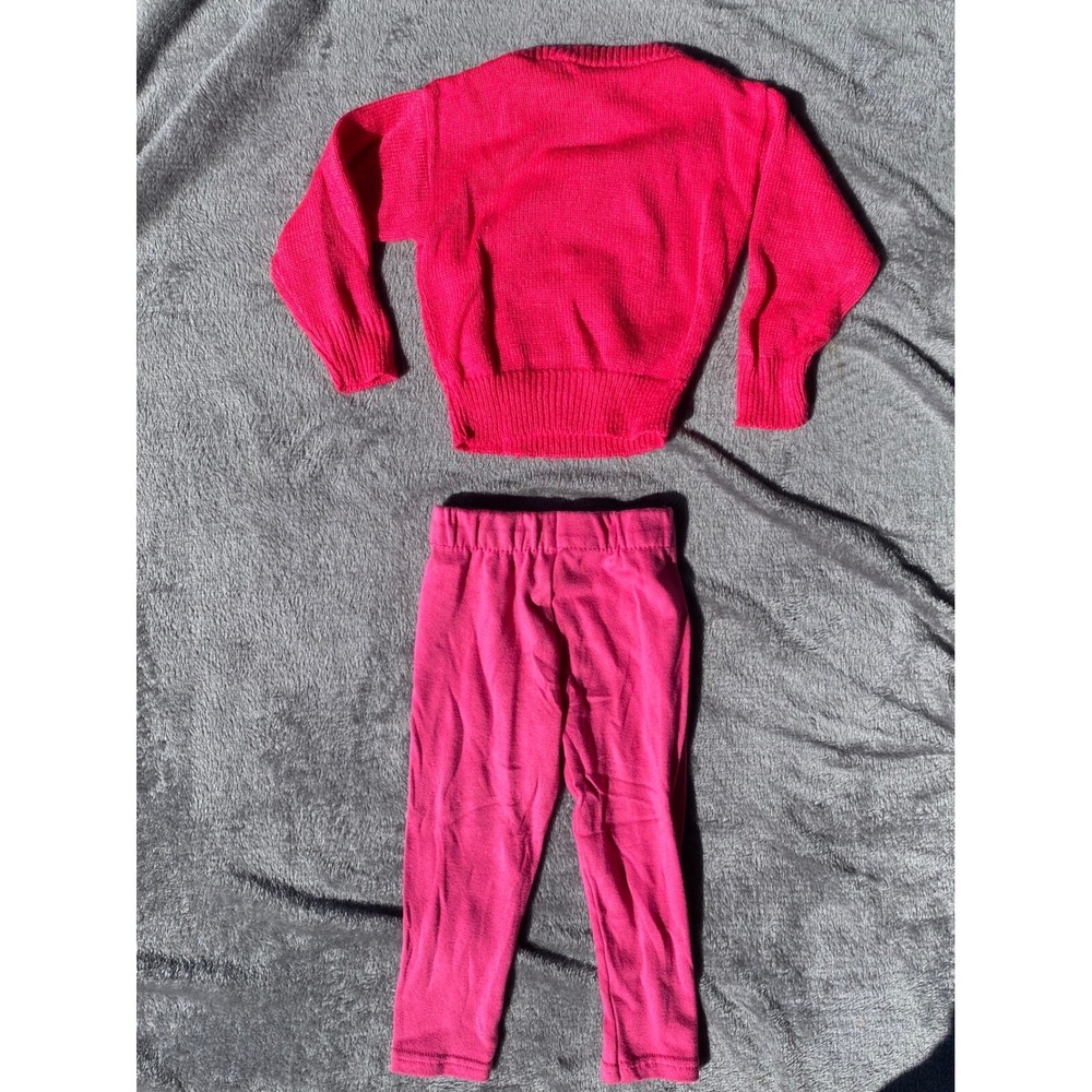 VTG Brights Creek Sweater Leggings Set Teddy Bear Applique Pink Toddler 3T - Picture 6 of 6